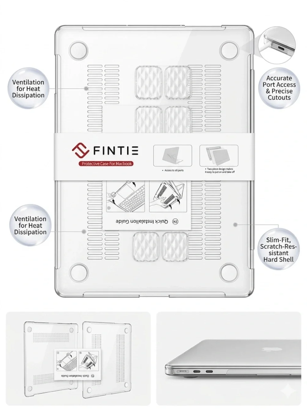 Fintie Clear Protective Hard Shell Case for MacBook - Transparent